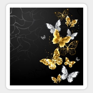 Gold and White Butterflies Sticker